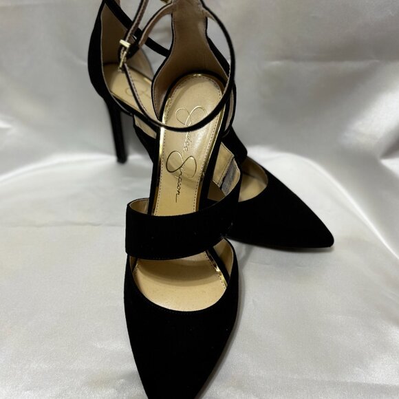 Jessica Simpson Black Suede Pointy Toe Shoes 9.5 - Picture 1 of 7